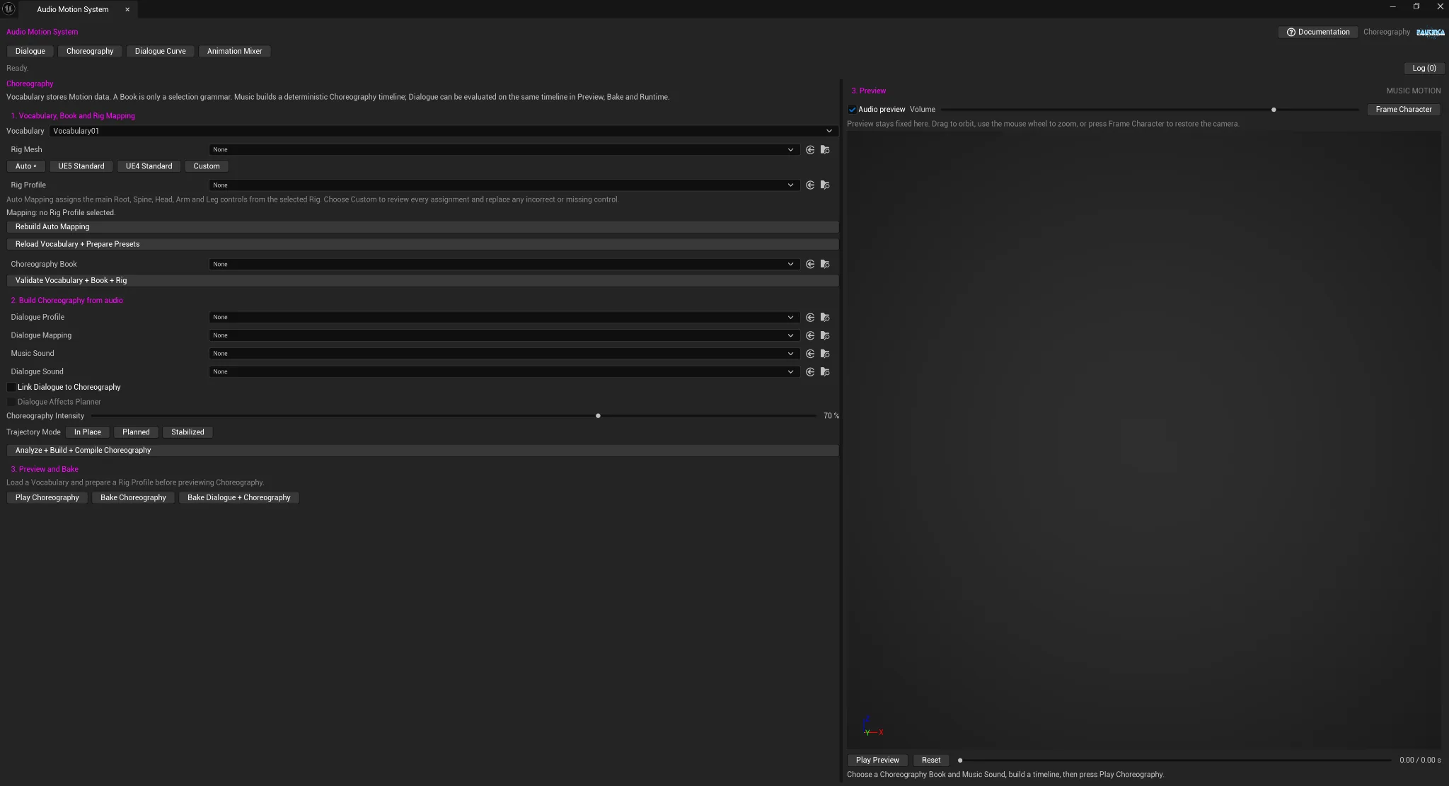 Choreography workspace overview
