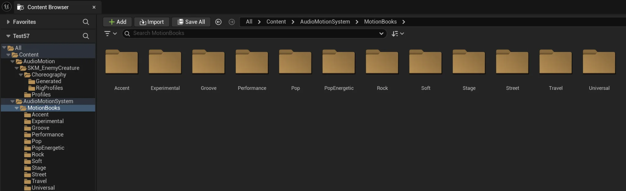 Content Browser generated folders