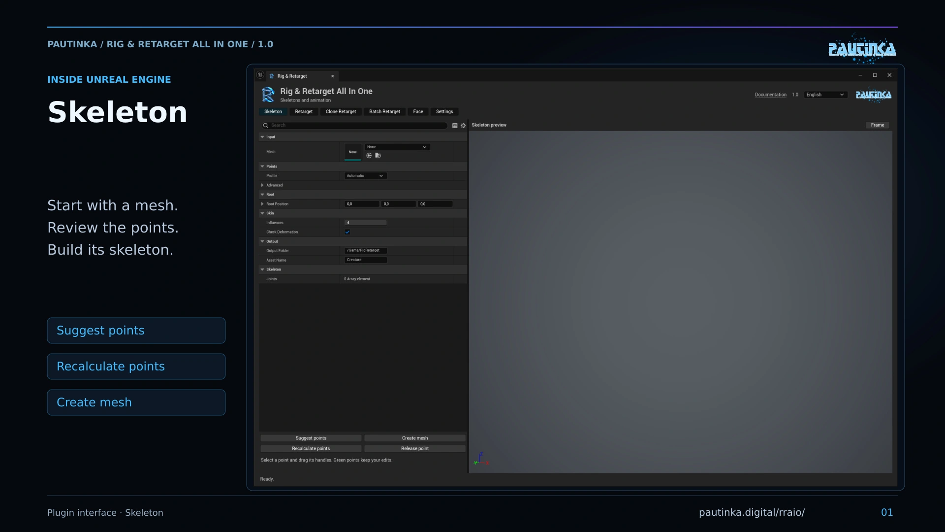 Plugin screenshot · From mesh to skeleton