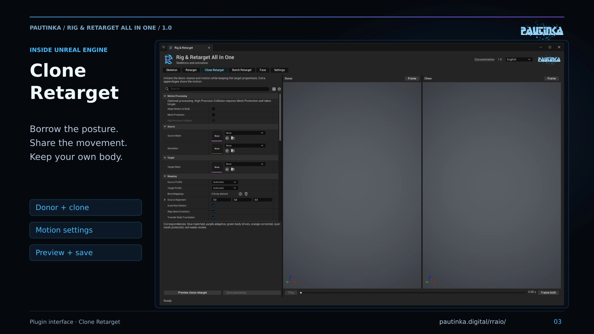 Plugin screenshot · Clone Retarget